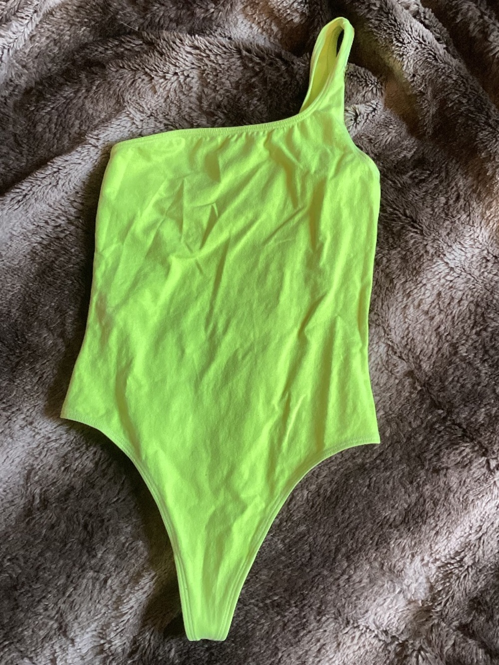 Tna neon green one sleeve/asymmetrical bodysuit